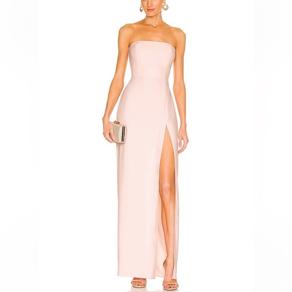 New Amanda Uprichard x REVOLVE Mandy Gown Blush pink strapless maxi dress M